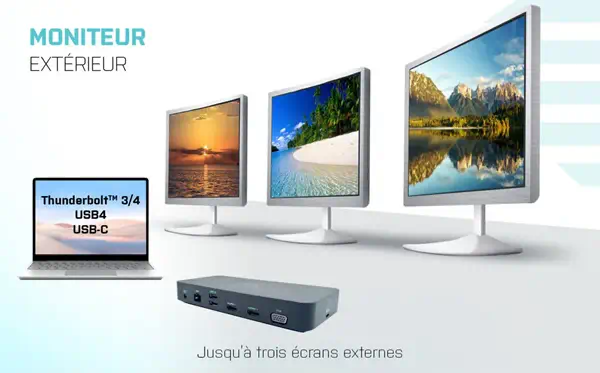 USB 3.0/USB-C/Thunderbolt, 3x Display Docking Station + Power Delivery 100W - I-Tec - Station d'accueil pour portable - visuel 9