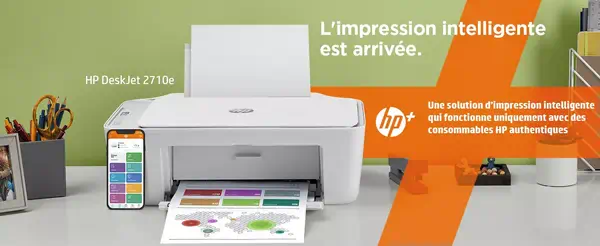 HP DeskJet 2710 Imprimante multifonction à jet d'encre, impression,  numérisation, photocopie, Wi-Fi, A4, HP Smart, blanc