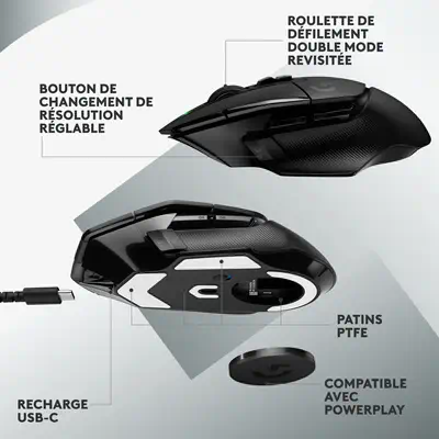Logitech G G502 X LIGHTSPEED Logitech - visuel 1 - hello RSE - Capteur HERO 25K