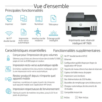 Smart Tank 7605 Sans fil All-in-One Couleur Imprimante, Impression recto-verso; copieur, scanner - HP - Autre Imprimante - visuel 8