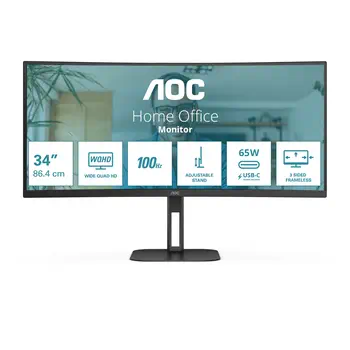 Garantie AOC V5 CU34V5C/BK écran plat de PC 86,4 cm (34") 3440 x 1440 pixels Wide Quad HD LED Noir