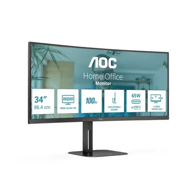 AOC V5 CU34V5C/BK LED display 86,4 cm (34&quot;) AOC - visuel 1 - hello RSE - Connexion USB-C