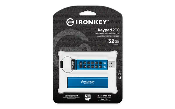 IronKey Keypad 200 de 32 Go, FIPS 140-3 niveau 3 (en attente), chiffrement AES-256 - Kingston - Adaptateur stockage - visuel 1