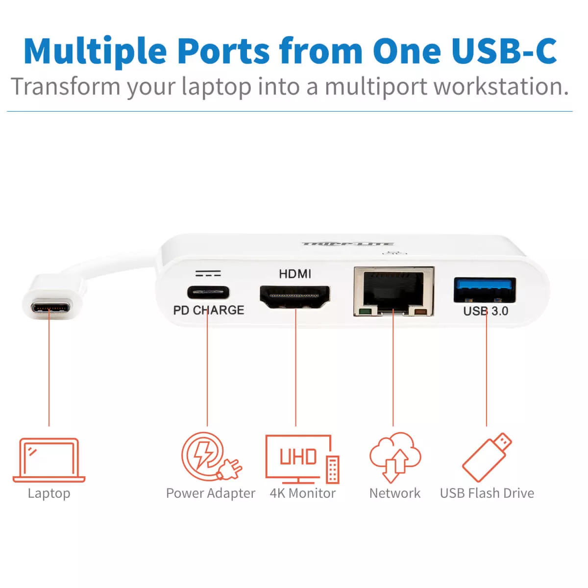 Vente EATON TRIPPLITE USB-C Multiport Adapter - 4K HDMI Tripp Lite au meilleur prix - visuel 4