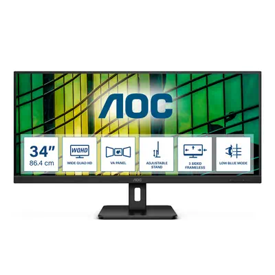 AOC U34E2M écran plat de PC 86,4 cm (34") 3440 x 1440 pixels Wide Quad HD Noir - Ecran Ordinateur - visuel 1