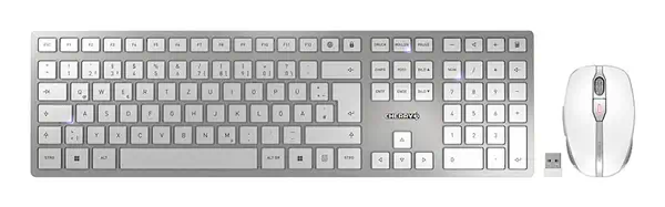 CHERRY DW 9100 SLIM clavier Souris incluse Universel RF sans fil + Bluetooth QWERTZ Allemand Argent - Clavier - visuel 1