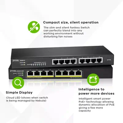 Zyxel GS1915-8EP Géré L2 Gigabit Ethernet (10/100/1000) Connexion Ethernet, supportant l'alimentatio - Switchs et Hubs - visuel 2