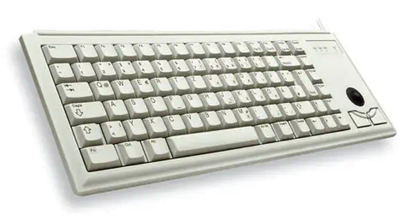 G84-4400 TRACKBALL KEYBOARD Clavier filaire miniature, trackball, PS2, gris clair, AZERTY - FR - CHERRY - visuel 6