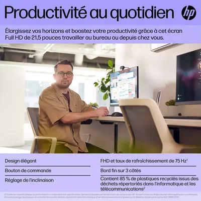 Écran FHD HP P22h G5 HP - visuel 1 - hello RSE - Taux de rafraîchissement de 75 Hz