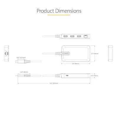 StarTech Hub USB-C à 3 Ports - 3x Ports USB-A, Gigabit - Câble USB - visuel 7