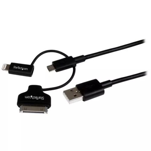 Revendeur officiel StarTech.com Câble combo USB vers Lightning / Dock 30 broches / Micro USB de 1 m - Noir
