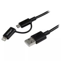 Revendeur officiel StarTech.com Câble Lightning 8 broches ou Micro USB vers USB de 1 m - Cordon de charge / synchronisation - Noir