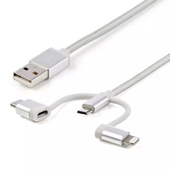 Vente Câble USB StarTech.com Câble multi chargeur USB de 1 m - Lightning USB-C Micro-B - Tressé sur hello RSE