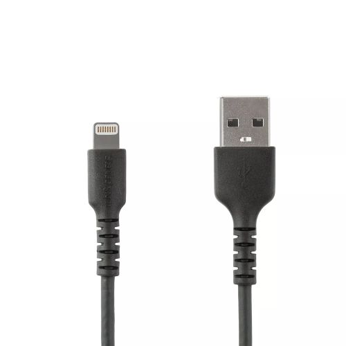 Revendeur officiel StarTech.com Câble USB-A vers Lightning Noir Robuste 1m - Câble de Charge/Synchronisation de Type A vers Lightning en Fibre Aramide - iPad/iPhone 12 - Certifié Apple MFi