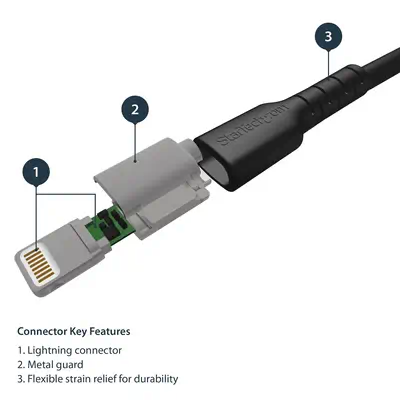 StarTech Câble USB-A vers Lightning Noir Robuste 2m - Câbles d'alimentation - visuel 5