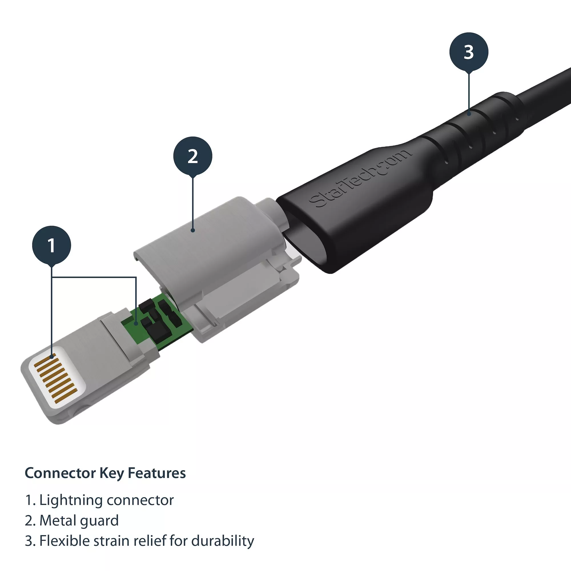 Achat StarTech.com Câble USB-A vers Lightning Noir Robuste 2m sur hello RSE - visuel 3