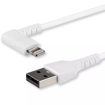 Achat StarTech.com Câble USB-A vers Lightning Blanc Robuste 1m Coudé à 90° - Câble de Charge/Synchronisation USB Type A vers Lightning en Fibre Aramide Robuste et Résistante - Certifié Apple MFi - iPhone - 0065030880978