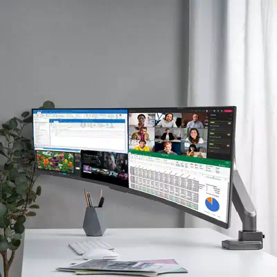V7 DM1HDS support d'écran plat pour bureau 124,5 cm (49") Noir, Argent - Accessoire ENI, TBI et VPI - visuel 10