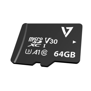 Revendeur officiel Carte Mémoire V7 Carte micro SDXC U3 V30 A1 UHD 64 Go classe 10 + adaptateur