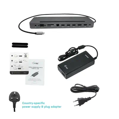 USB-C Ergonomic 4K 3x Display Docking Station with Power Delivery 85 W + Universal Charger 112 W - I-Tec - Station d'accueil pour portable - visuel 10