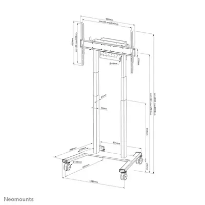 Neomounts FL55-875BL1 Support au sol mobile pour écran 55-100" - motorisé - TÜV - Accessoire Vidéoprojecteur - visuel 1