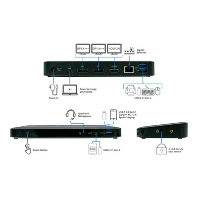 Origin Storage 72C71AA#ABU-OS station d'accueil USB 3.2 Gen 1 (3.1 Gen 1) Type-C Noir - Accessoire - visuel 8