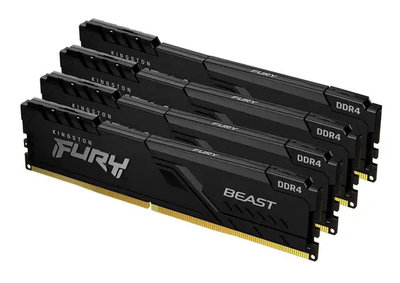 128Go 3200MT/s DDR4 CL16 DIMM (Kit de 4) FURY Beast Black - Kingston - Mémoire - visuel 1
