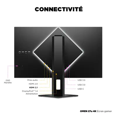 HP OMEN Écran gamer 4K 27u HP - visuel 1 - hello RSE - Éclairage aRGB