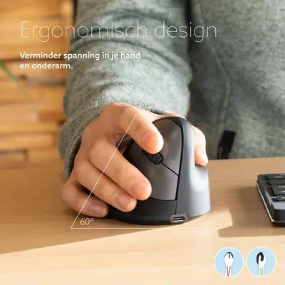 Souris Ergonomique R-Go HE Break avec logiciel de R-Go Tools - visuel 1 - hello RSE - Déplacement de la souris à partir du bras - Forme verticale