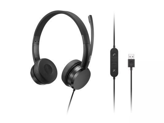 Revendeur officiel LENOVO Headset on-ear wired USB-A black