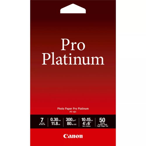 Vente Papier Canon Papier photo 4 × 6” (10 × 15 cm) Pro Platinum PT-101 - 50 sur hello RSE