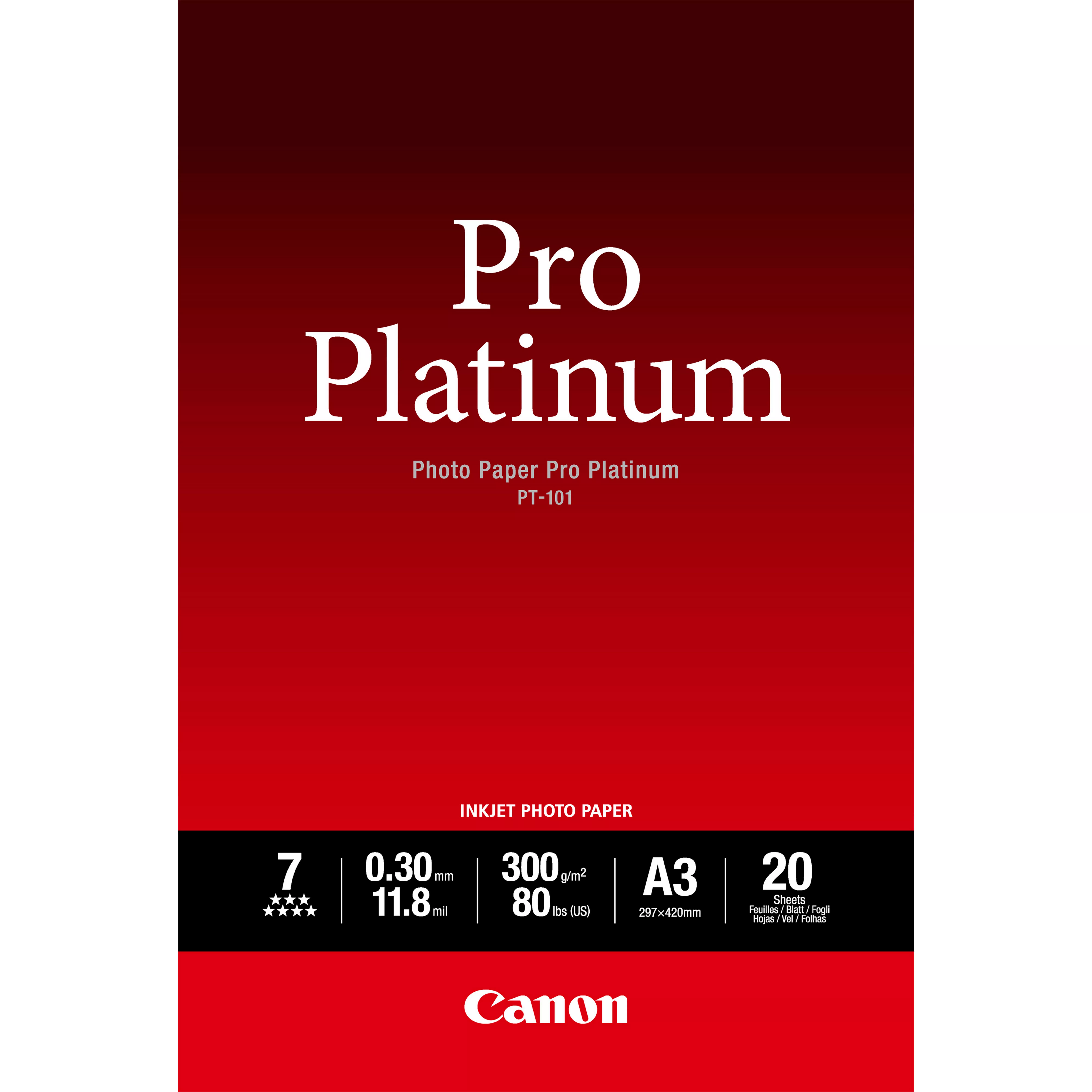 Achat Canon Papier photo professionnel Platinum A3 PT-101 - 20 et autres produits de la marque Canon