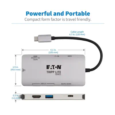 Tripp Lite U442-DOCK5-GY station d'accueil Avec fil USB 3.2 Gen 1 (3.1 Gen 1) Type-C Gris - Station d'accueil pour portable - visuel 4
