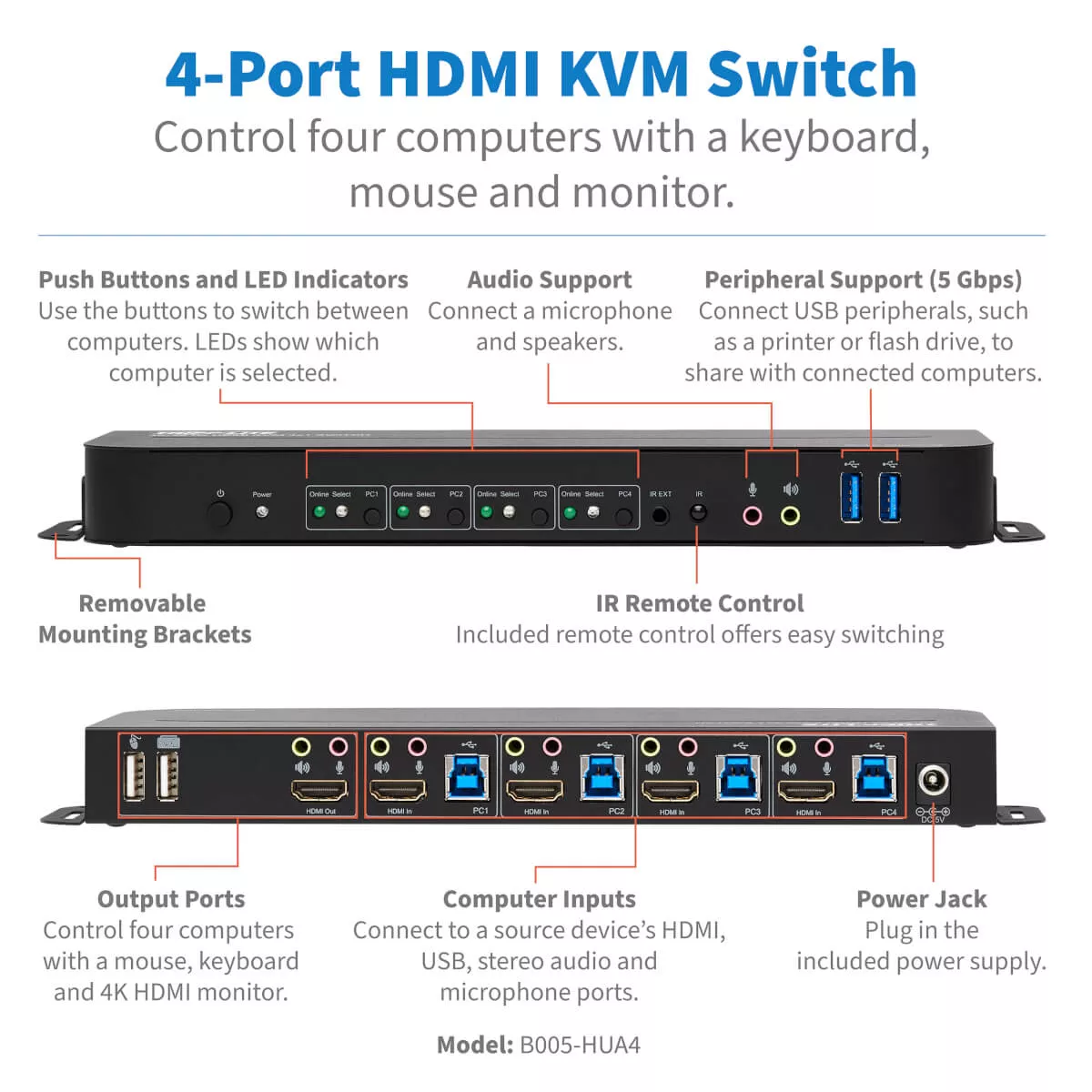 Vente EATON TRIPPLITE 4-Port HDMI/USB KVM Switch 4K 60Hz Tripp Lite au meilleur prix - visuel 2
