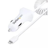 Vente Câble USB StarTech.com Chargeur Voiture Lightning avec Câble Spiralé - Chargeur Iphone 1m - Double Chargeur USB pour Telephones et Tablettes pour la Voiture - Chargeur Auto Blanc de 12W
