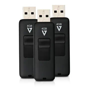 Garantie V7 VF24GAR-3PK-3E lecteur USB flash 4 Go USB Type-A 2.0 Noir