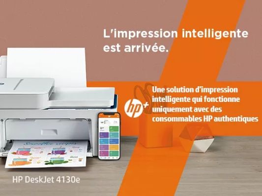 HP DeskJet 4130e All-in-One A4 color 5.5ppm Print HP - visuel 1 - hello RSE - Vous gardez les mains libres. Alimentation automatique.