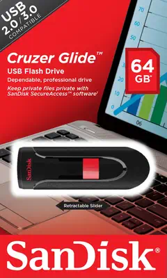 SanDisk Cruzer Glide lecteur USB flash 64 Go USB Type-A 2.0 Noir, Rouge - Sandisk - Adaptateur stockage - visuel 6