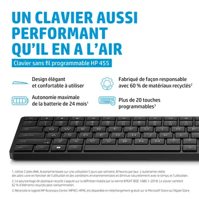 455 PROGRAMMABLE WIRELESS KEYBOARD (FR) - Tastatur - HP - Clavier - visuel 5