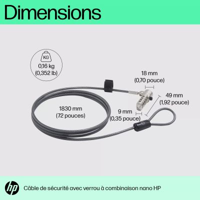 Achat HP Nano Combination Cable Lock sur hello RSE - visuel 7