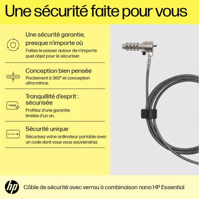 Vente HP Essential Nano Combination Cable Lock HP au meilleur prix - visuel 4
