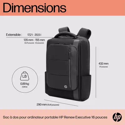 Sac à dos pour ordinateur portable HP Renew Executive 16 pouces - Sacoche & Housse - visuel 2