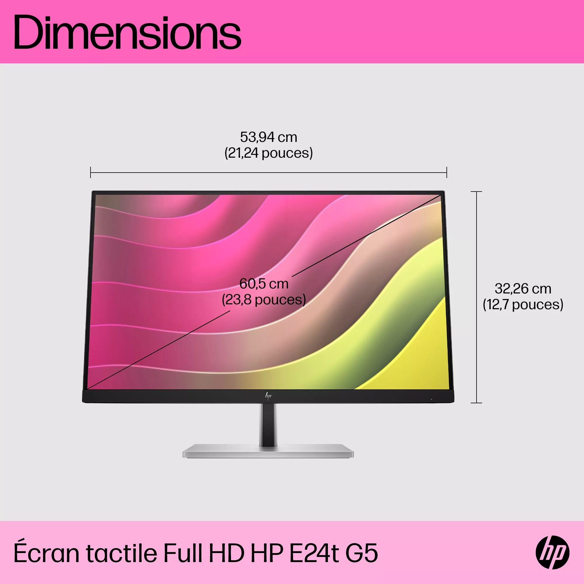 HP E24t G5 23.8p Touch FHD Monitor 1920x1080 HP - visuel 1 - hello RSE - Meilleure efficacité énergétique