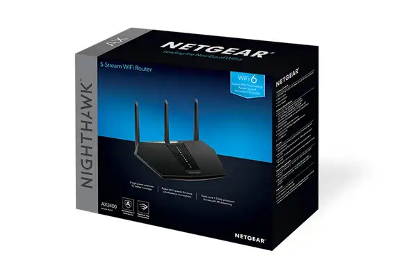 Nighthawk AX/5-Stream AX2400 WiFi 6 Router (RAX30) Netgear - visuel 1 - hello RSE - Wi-Fi 6 - le Wi-Fi le plus rapide