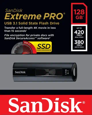 SanDisk Extreme Pro lecteur USB flash 128 Go USB Type-A 3.2 Gen 1 (3.1 Gen 1) Noir - Sandisk - Adaptateur stockage - visuel 7