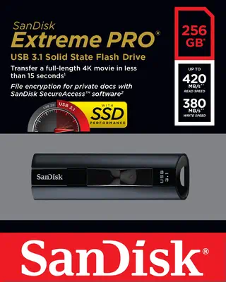 SanDisk Extreme Pro lecteur USB flash 256 Go USB Type-A 3.2 Gen 1 (3.1 Gen 1) Noir - Sandisk - Adaptateur stockage - visuel 7