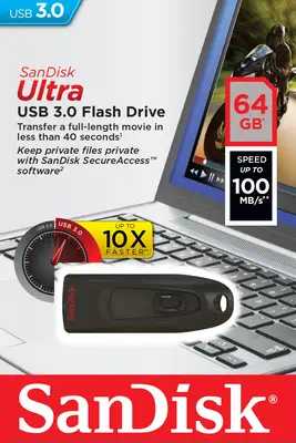 SanDisk Ultra lecteur USB flash 64 Go USB Type-A 3.2 Gen 1 (3.1 Gen 1) Noir - Sandisk - Adaptateur stockage - visuel 9