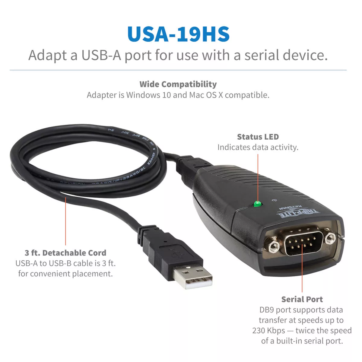 Achat Tripp Lite Adaptateur USB haute vitesse vers série sur hello RSE - visuel 3