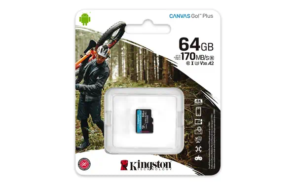 Carte microSDXC Canvas Go Plus 170R A2 U3 Kingston - visuel 1 - hello RSE - Durable