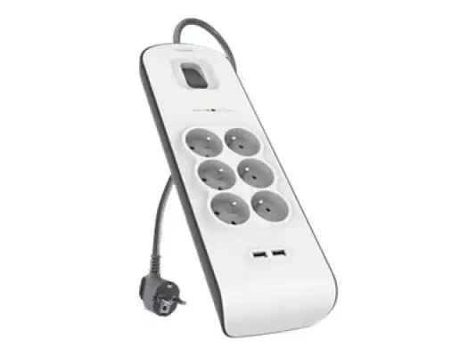 BELKIN Multiprise/Parafoudre 6 Prises 2 Ports USB - Belkin - Accessoires Tablette - visuel 2